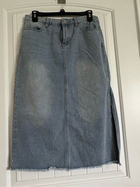 Forever 21 Light Blue Denim Midi Skirt